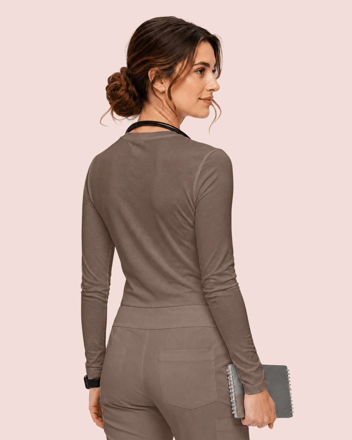 Women's Supersoft Long-Sleeve Underscrub Mocha - Scrubloop