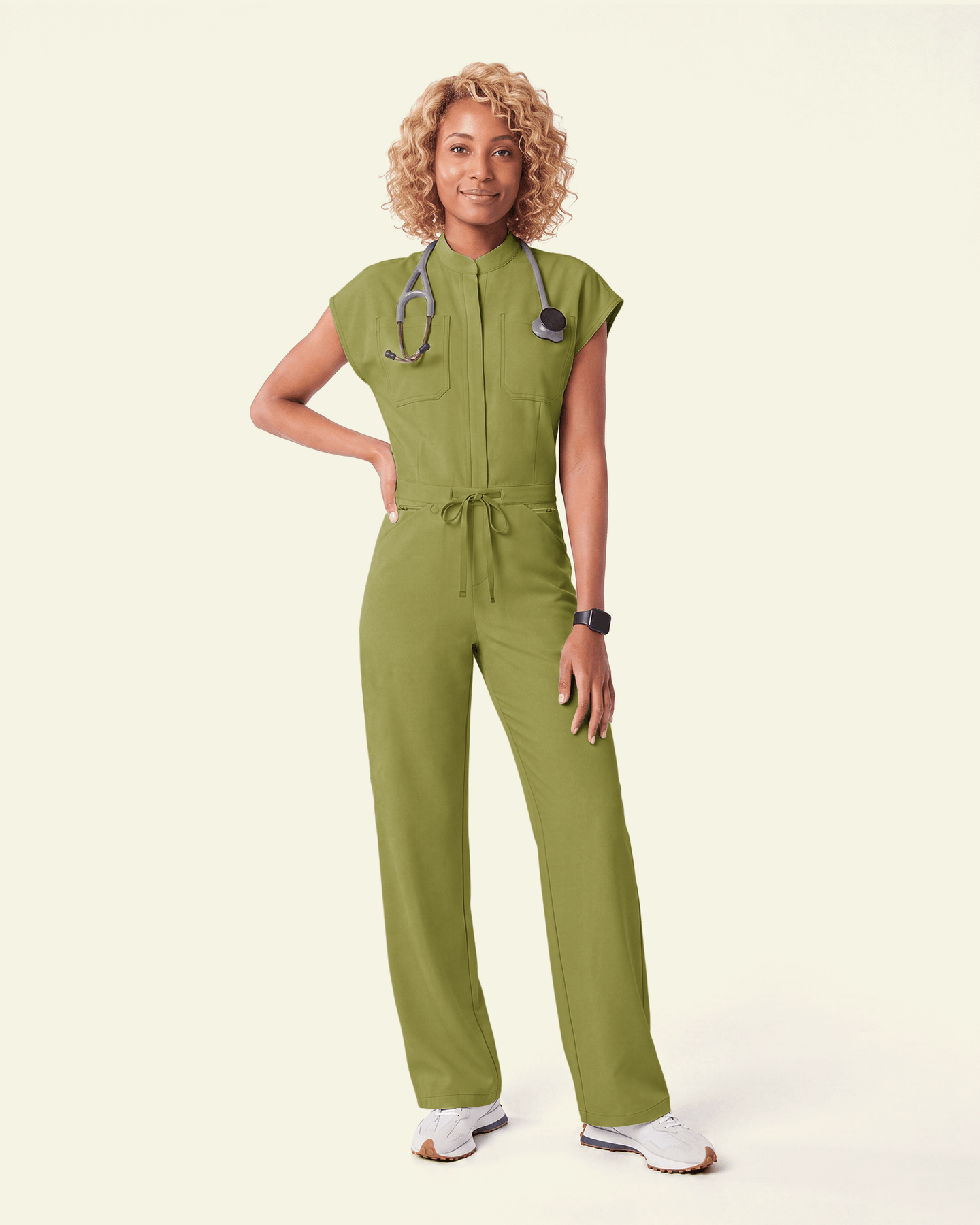Women's Wide Leg Jumpsuit Avocado - Scrubloop