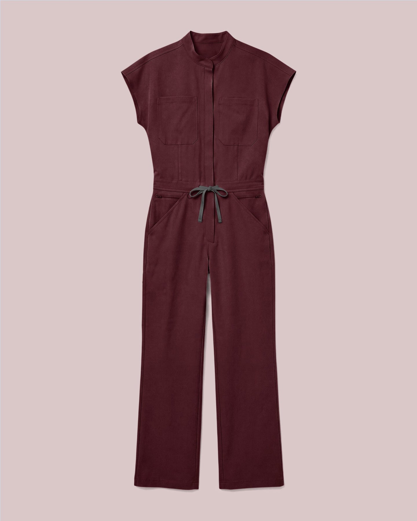 Women's Wide Leg Jumpsuit Burgundy - Scrubloop