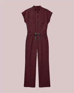 Women's Wide Leg Jumpsuit Burgundy - Scrubloop