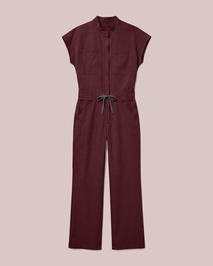 Women's Wide Leg Jumpsuit Burgundy