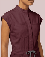 Women's Wide Leg Jumpsuit Burgundy - Scrubloop