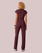 Women's Wide Leg Jumpsuit Burgundy - Scrubloop