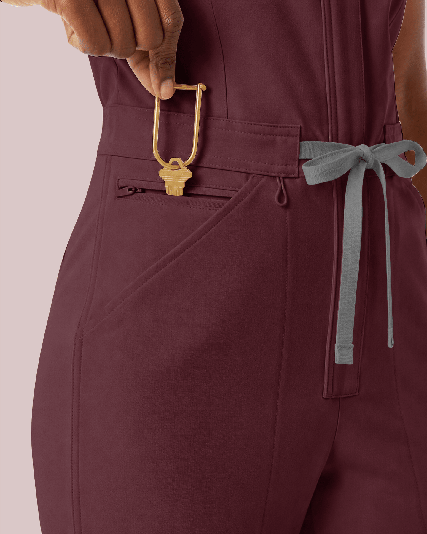 Women's Wide Leg Jumpsuit Burgundy - Scrubloop