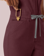 Women's Wide Leg Jumpsuit Burgundy - Scrubloop