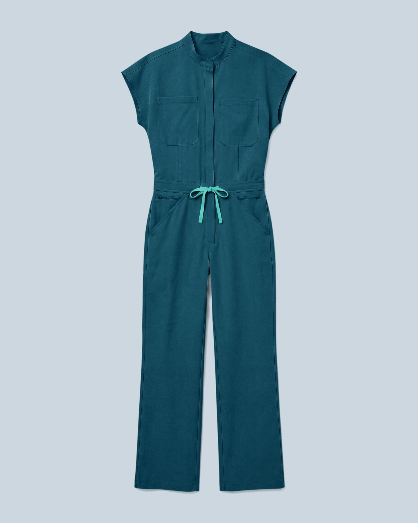 Women's Wide Leg Jumpsuit Caribbean Blue - Scrubloop