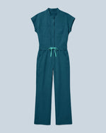 Women's Wide Leg Jumpsuit Caribbean Blue - Scrubloop