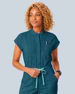 Women's Wide Leg Jumpsuit Caribbean Blue - Scrubloop