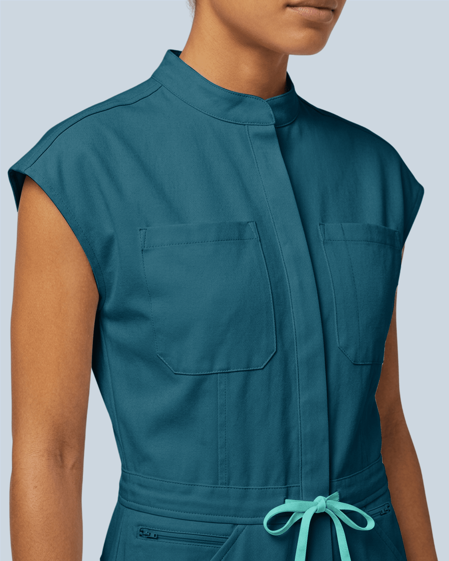 Women's Wide Leg Jumpsuit Caribbean Blue - Scrubloop