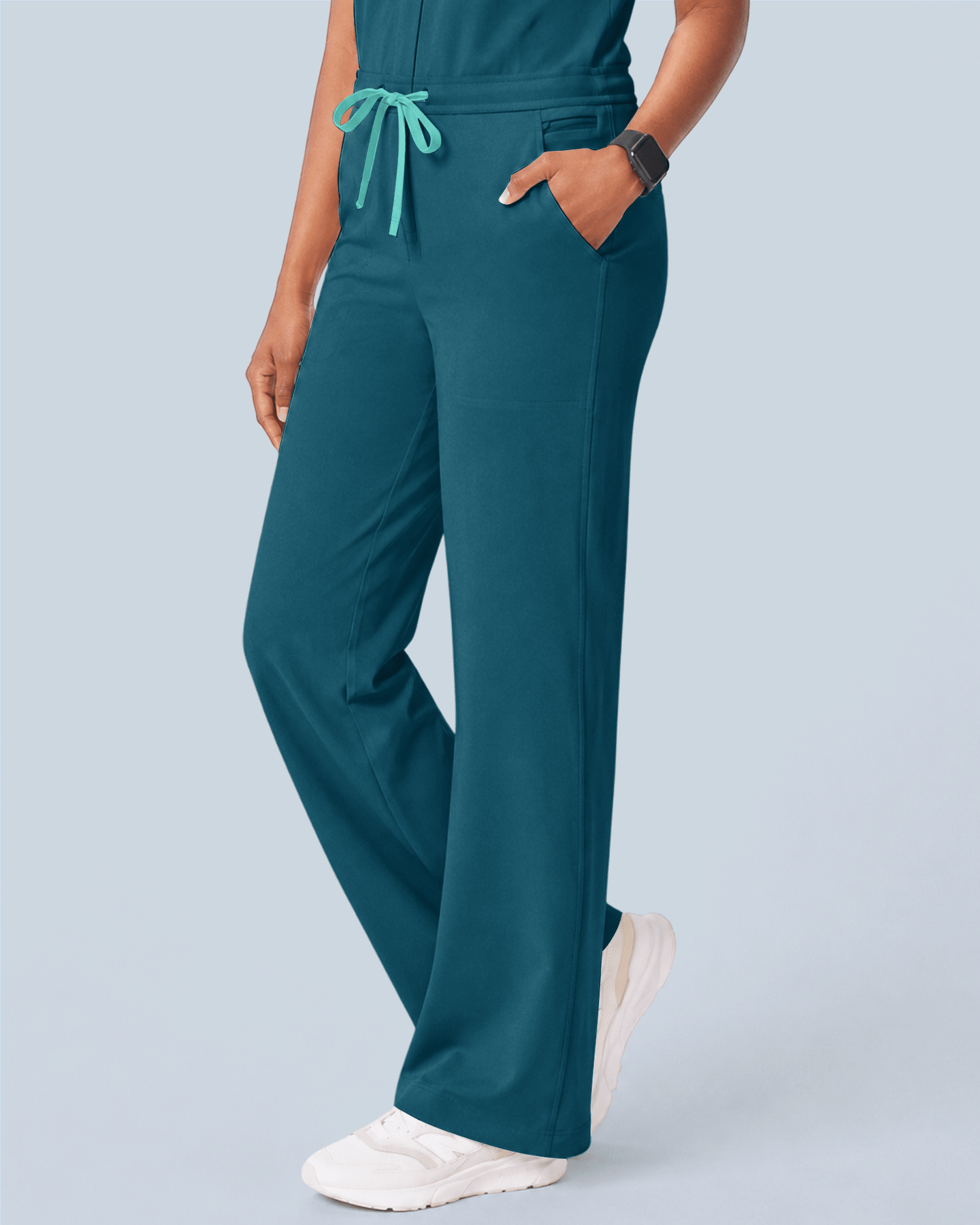Women's Wide Leg Jumpsuit Caribbean Blue - Scrubloop
