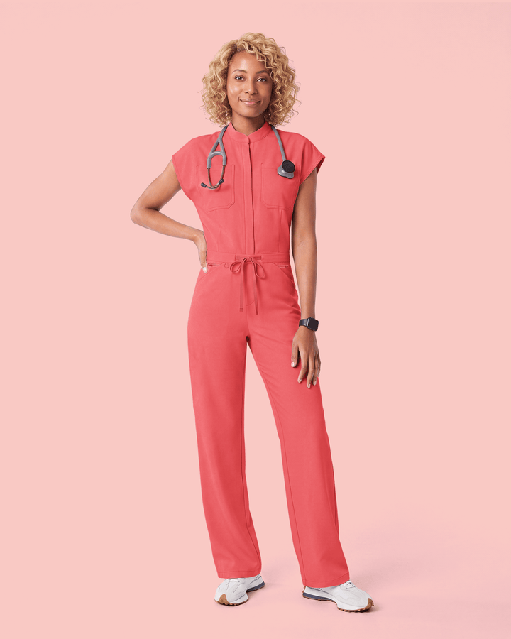 Women's Wide Leg Jumpsuit Coral