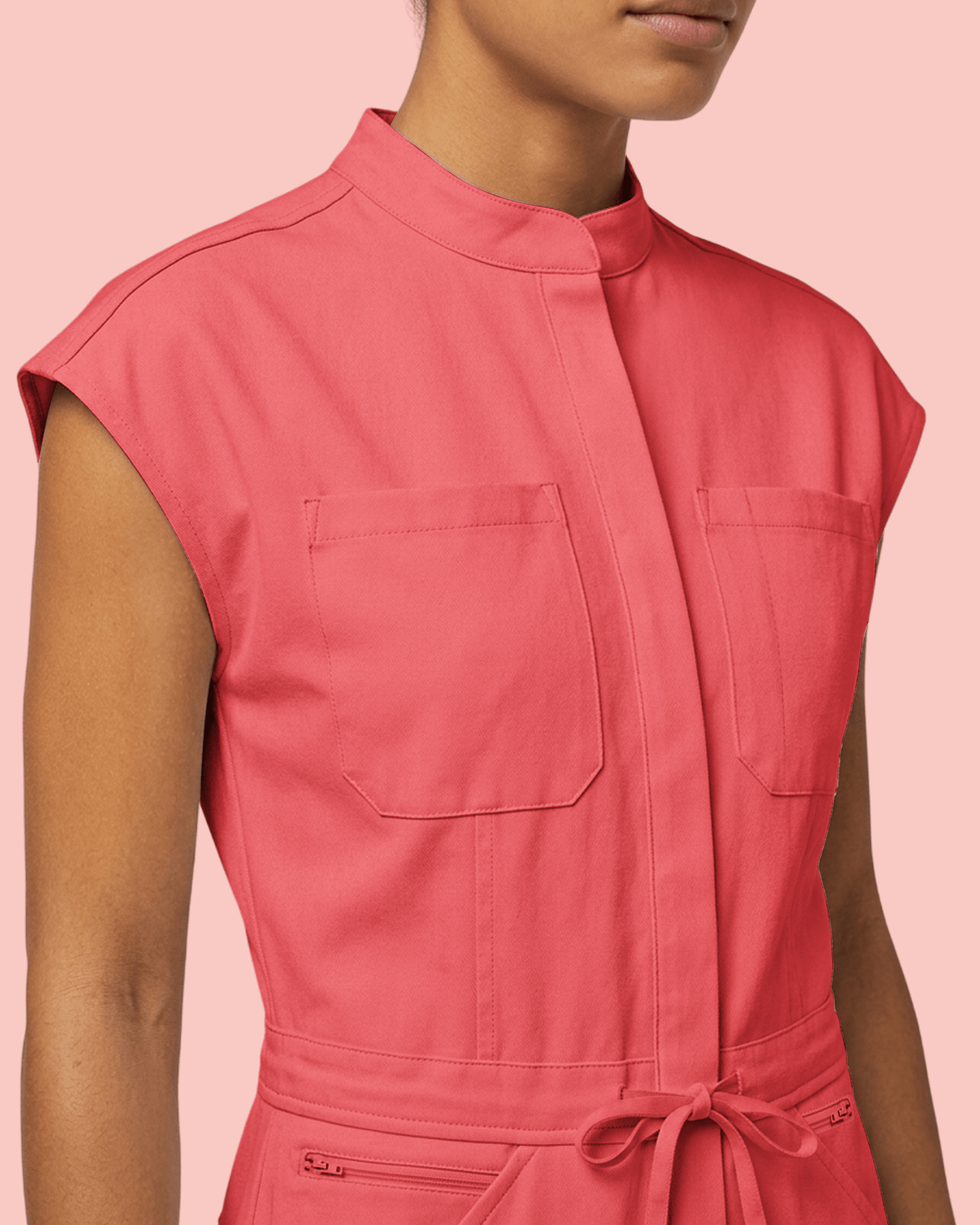 Women's Wide Leg Jumpsuit Coral - Scrubloop