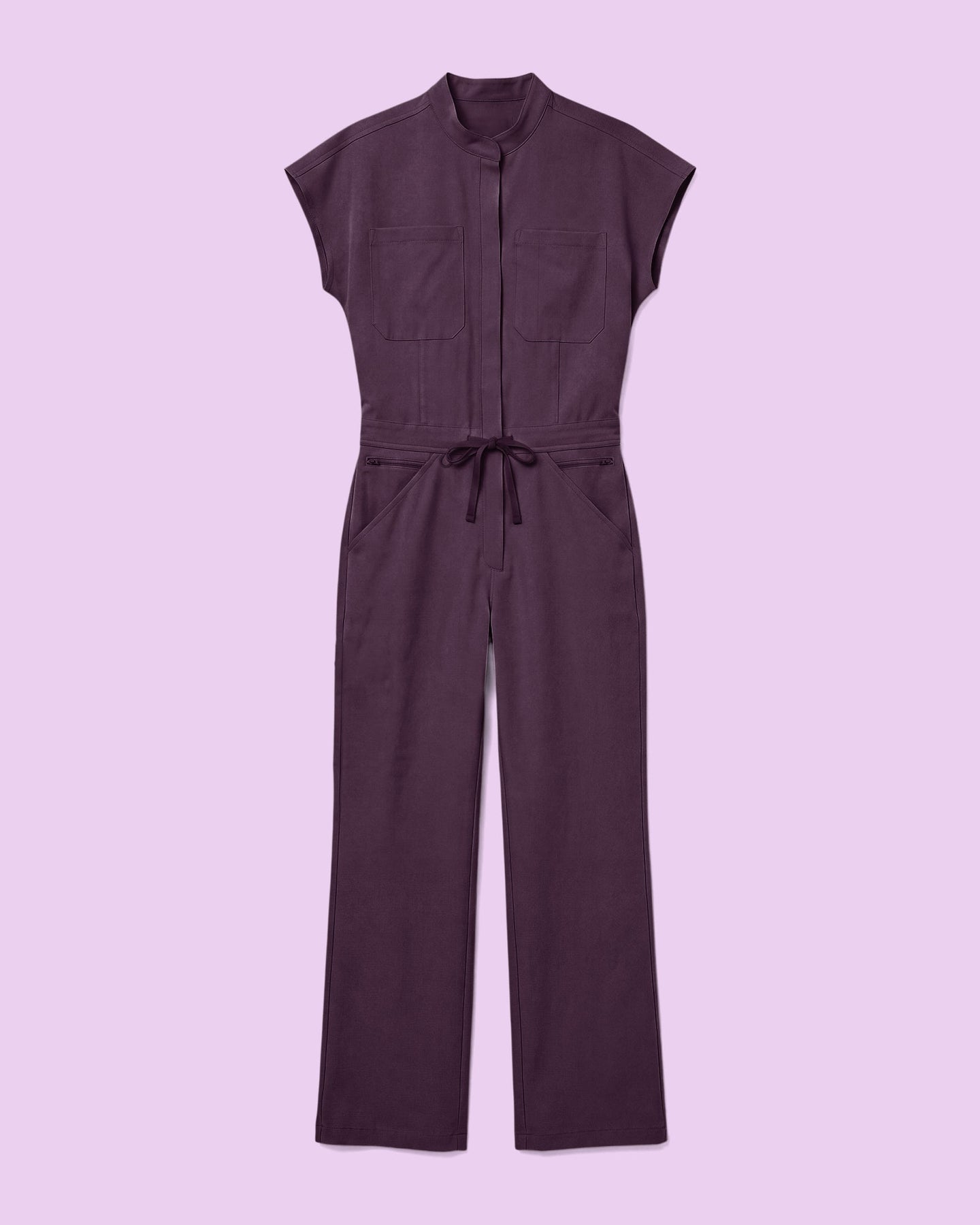 Women's Wide Leg Jumpsuit Deep Eggplant - Scrubloop