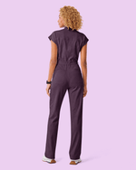 Women's Wide Leg Jumpsuit Deep Eggplant - Scrubloop