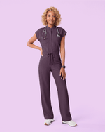 Women's Wide Leg Jumpsuit Deep Eggplant - Scrubloop