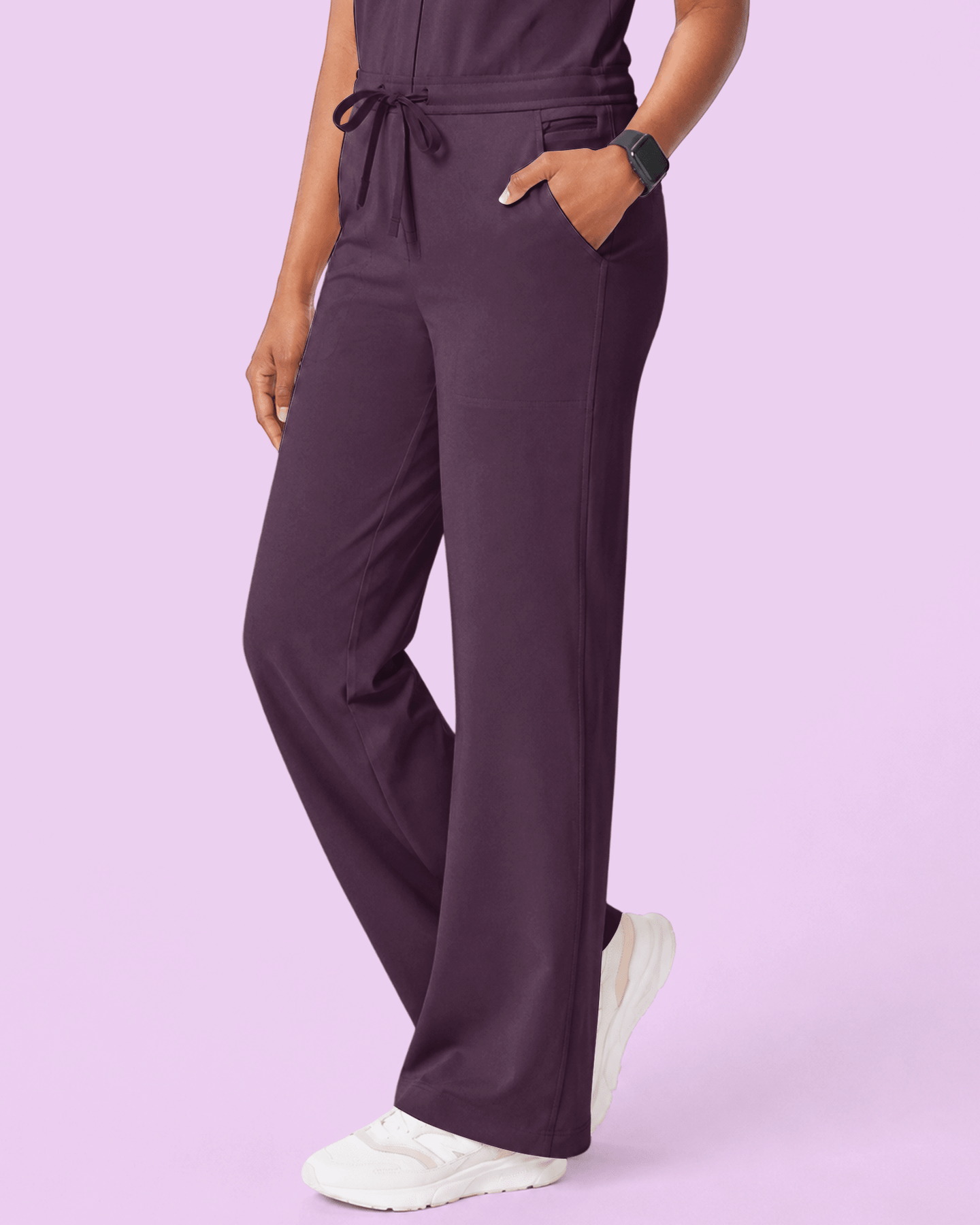 Women's Wide Leg Jumpsuit Deep Eggplant - Scrubloop