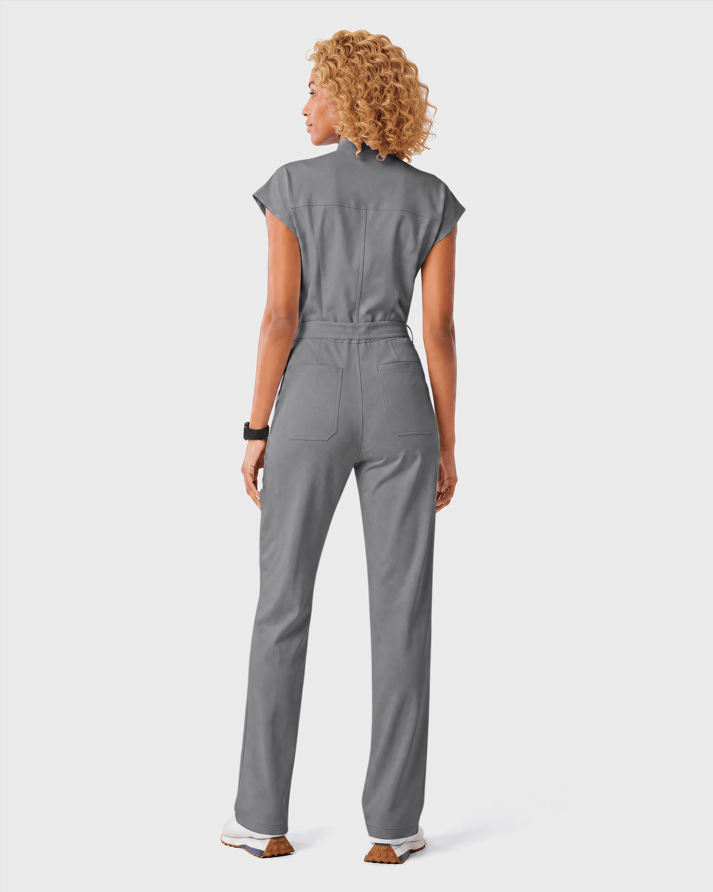 Women's Wide Leg Jumpsuit Heather Gray - Scrubloop
