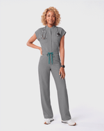 Women's Wide Leg Jumpsuit Heather Gray - Scrubloop