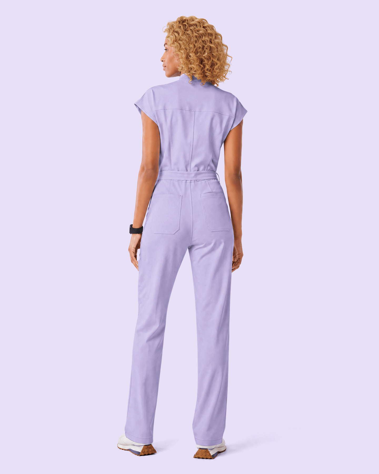 Women's Wide Leg Jumpsuit Lavender - Scrubloop