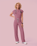 Women's Wide Leg Jumpsuit Mauve - Scrubloop
