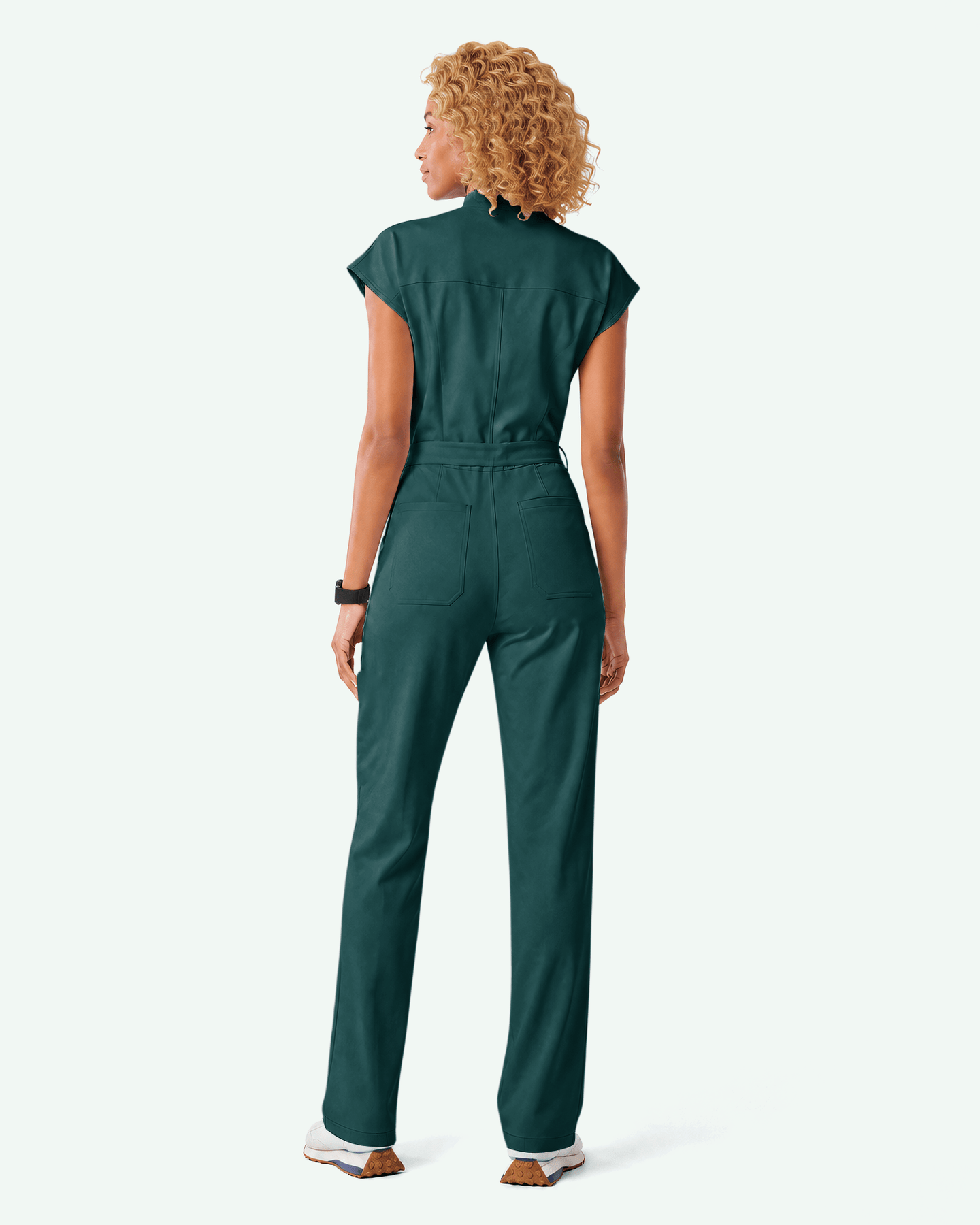 Women's Wide Leg Jumpsuit Midnight Green - Scrubloop