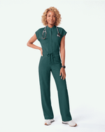Women's Wide Leg Jumpsuit Midnight Green - Scrubloop
