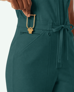 Women's Wide Leg Jumpsuit Midnight Green - Scrubloop