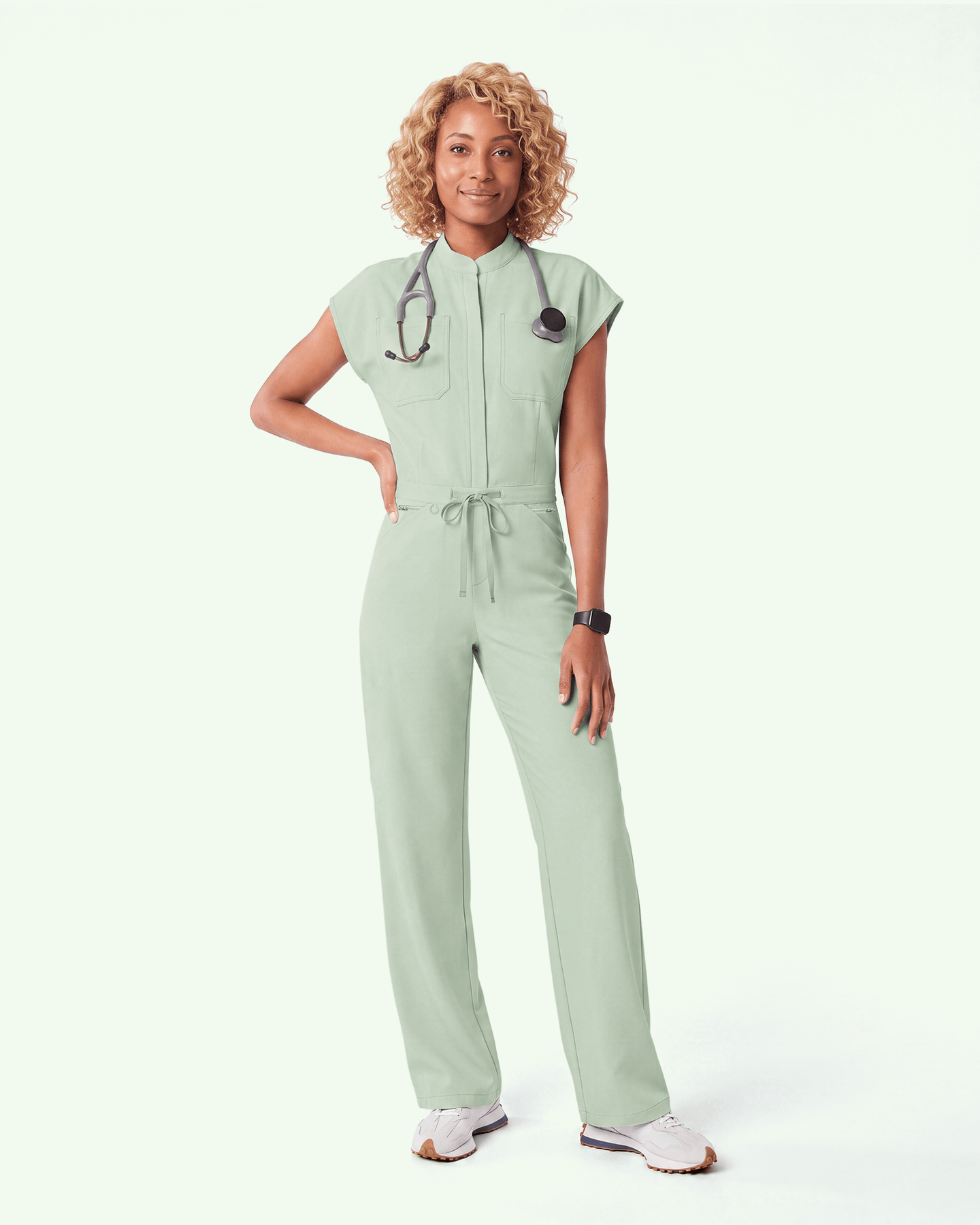 Women's Wide Leg Jumpsuit Mint - Scrubloop