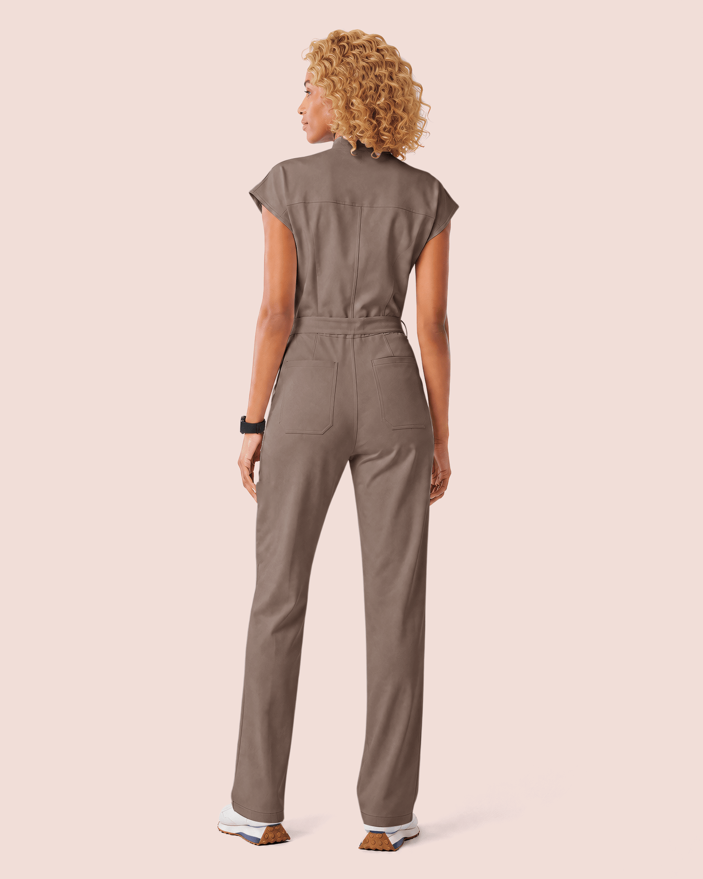 Women's Wide Leg Jumpsuit Mocha - Scrubloop