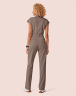 Women's Wide Leg Jumpsuit Mocha - Scrubloop