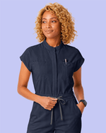 Women's Wide Leg Jumpsuit Navy - Scrubloop