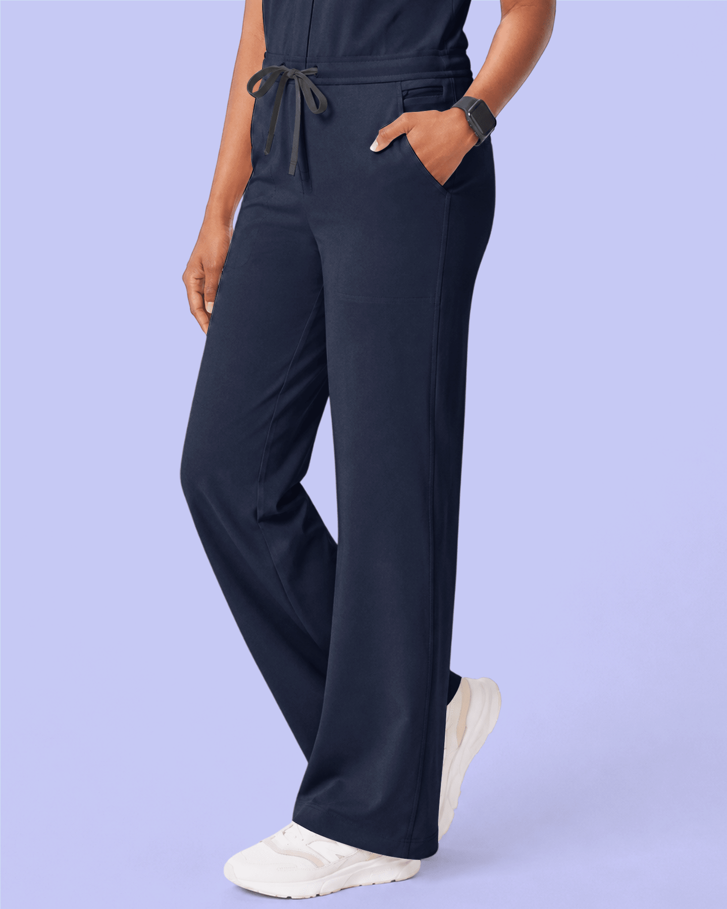 Women's Wide Leg Jumpsuit Navy - Scrubloop