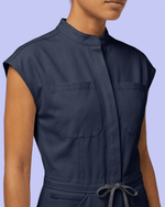 Women's Wide Leg Jumpsuit Navy - Scrubloop