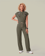 Women's Wide Leg Jumpsuit Olive - Scrubloop