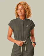 Women's Wide Leg Jumpsuit Olive - Scrubloop