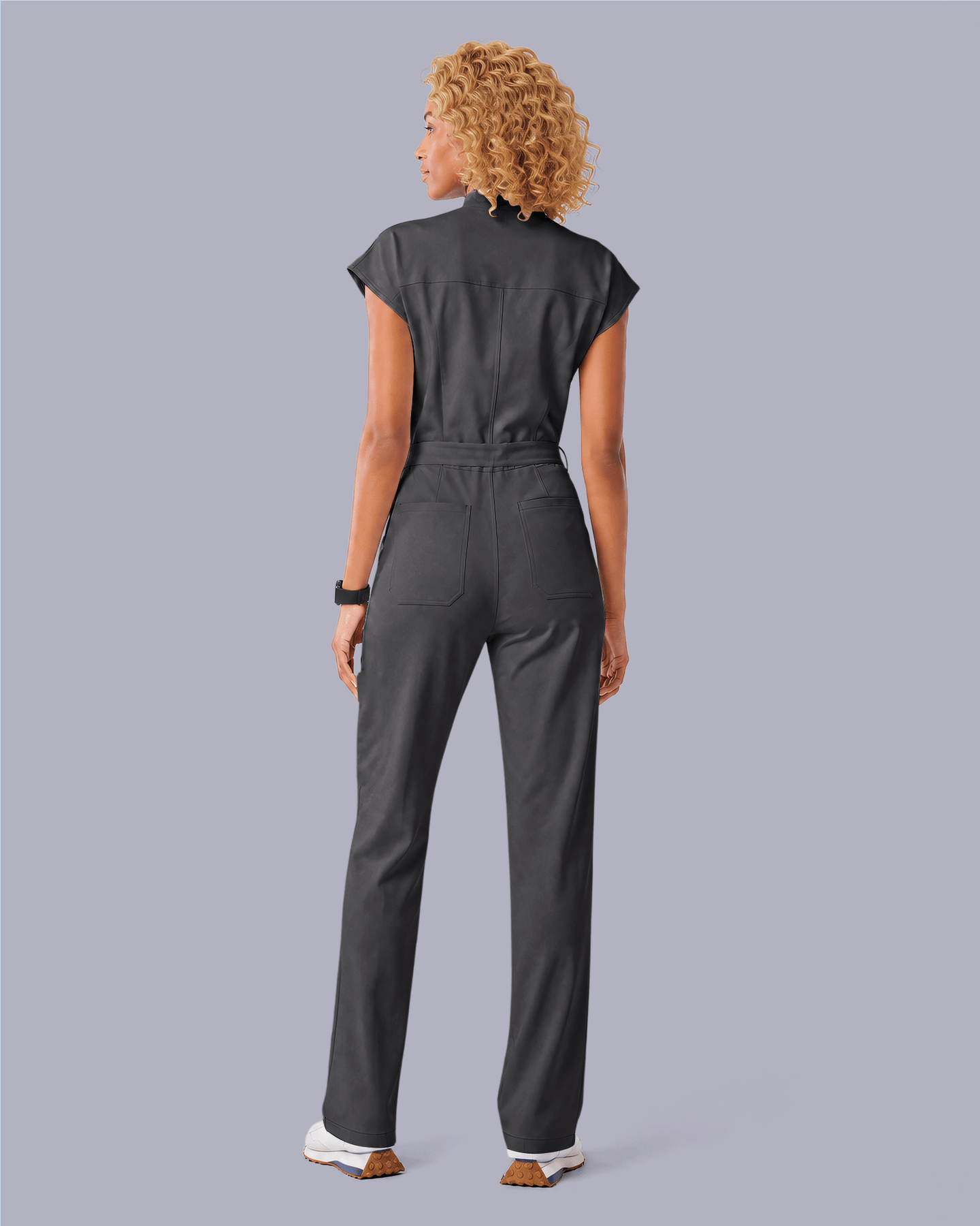Women's Wide Leg Jumpsuit Pewter - Scrubloop