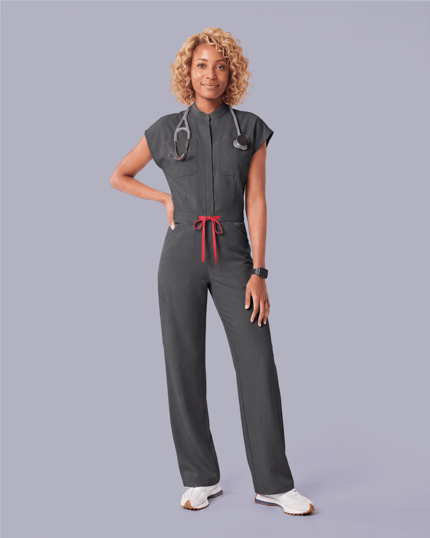 Women's Wide Leg Jumpsuit Pewter - Scrubloop