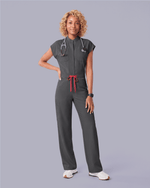 Women's Wide Leg Jumpsuit Pewter - Scrubloop