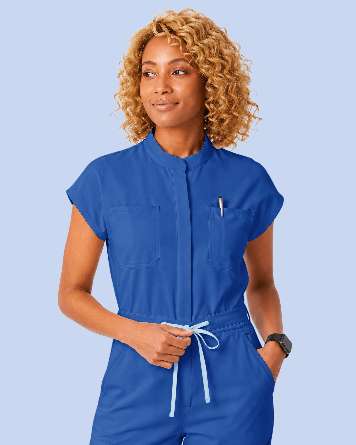 Women's Wide Leg Jumpsuit Royal Blue - Scrubloop