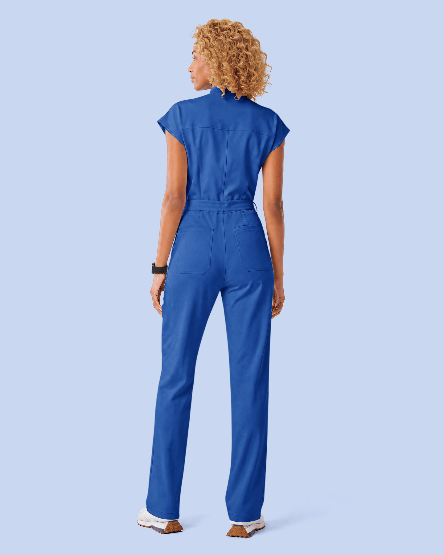 Women's Wide Leg Jumpsuit Royal Blue - Scrubloop