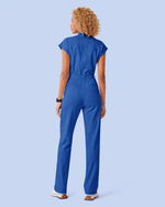 Women's Wide Leg Jumpsuit Royal Blue - Scrubloop