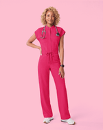 Women's Wide Leg Jumpsuit Sangria - Scrubloop