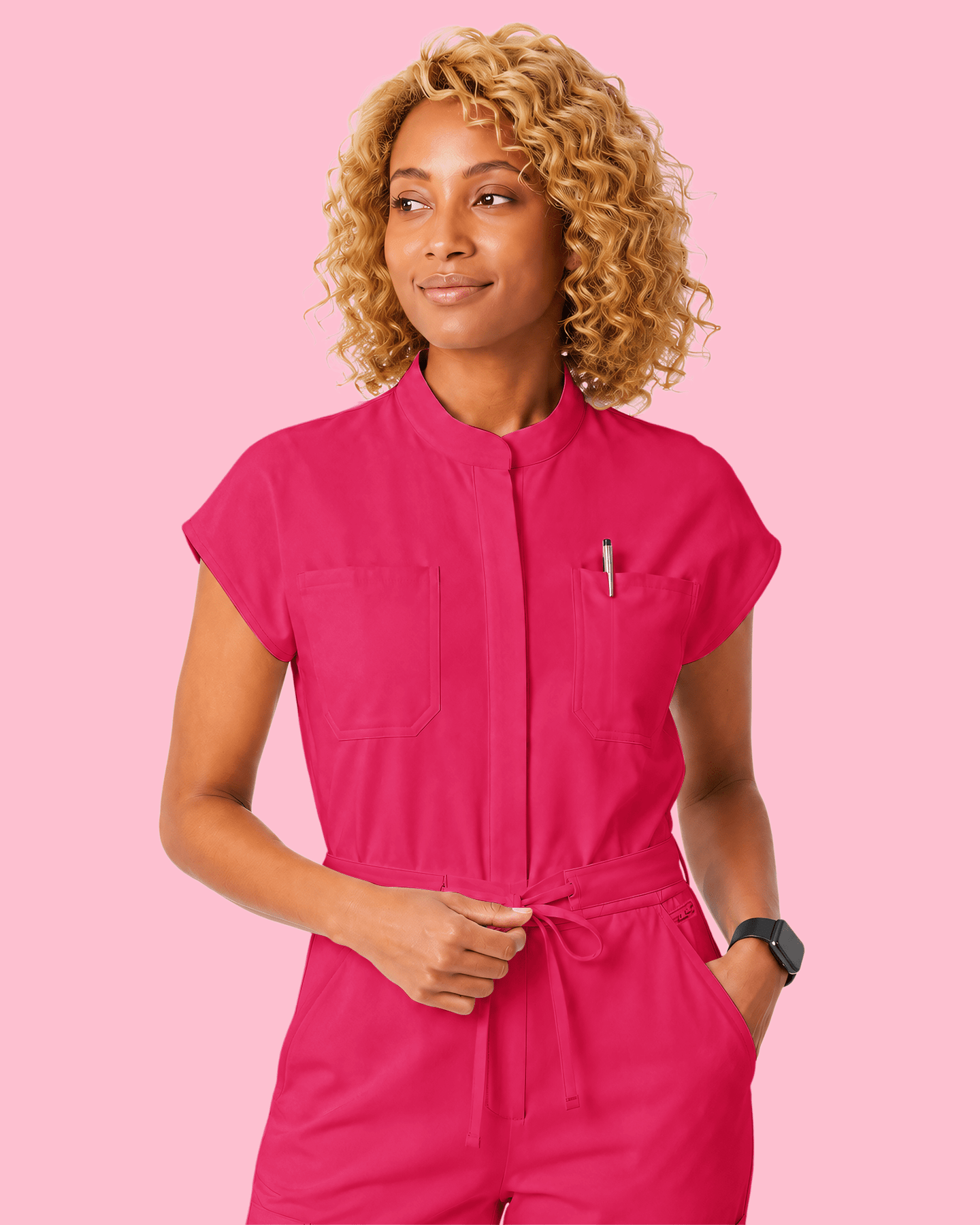 Women's Wide Leg Jumpsuit Sangria - Scrubloop
