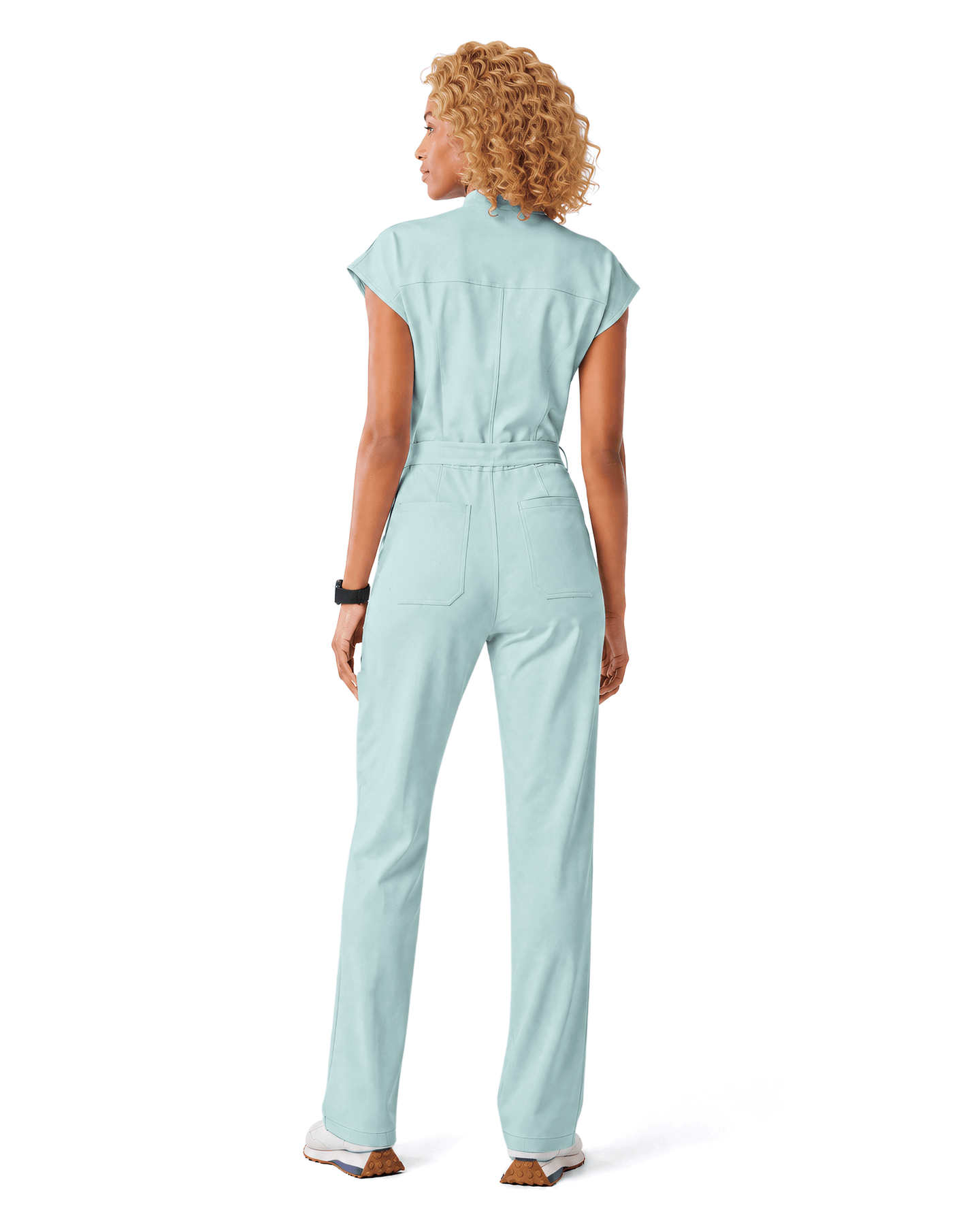 Women's Wide Leg Jumpsuit Sky Blue - Scrubloop