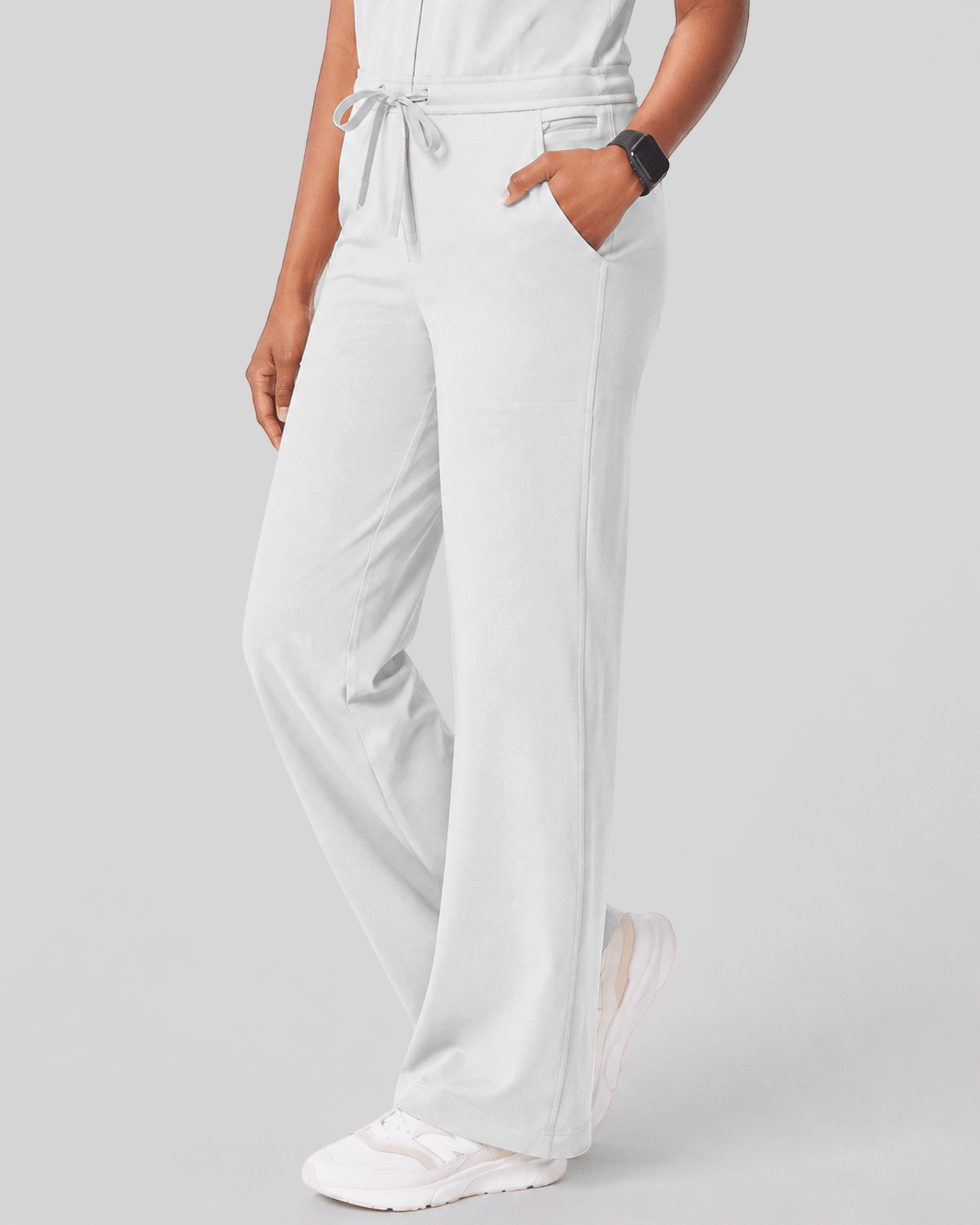 Women's Wide Leg Jumpsuit White - Scrubloop