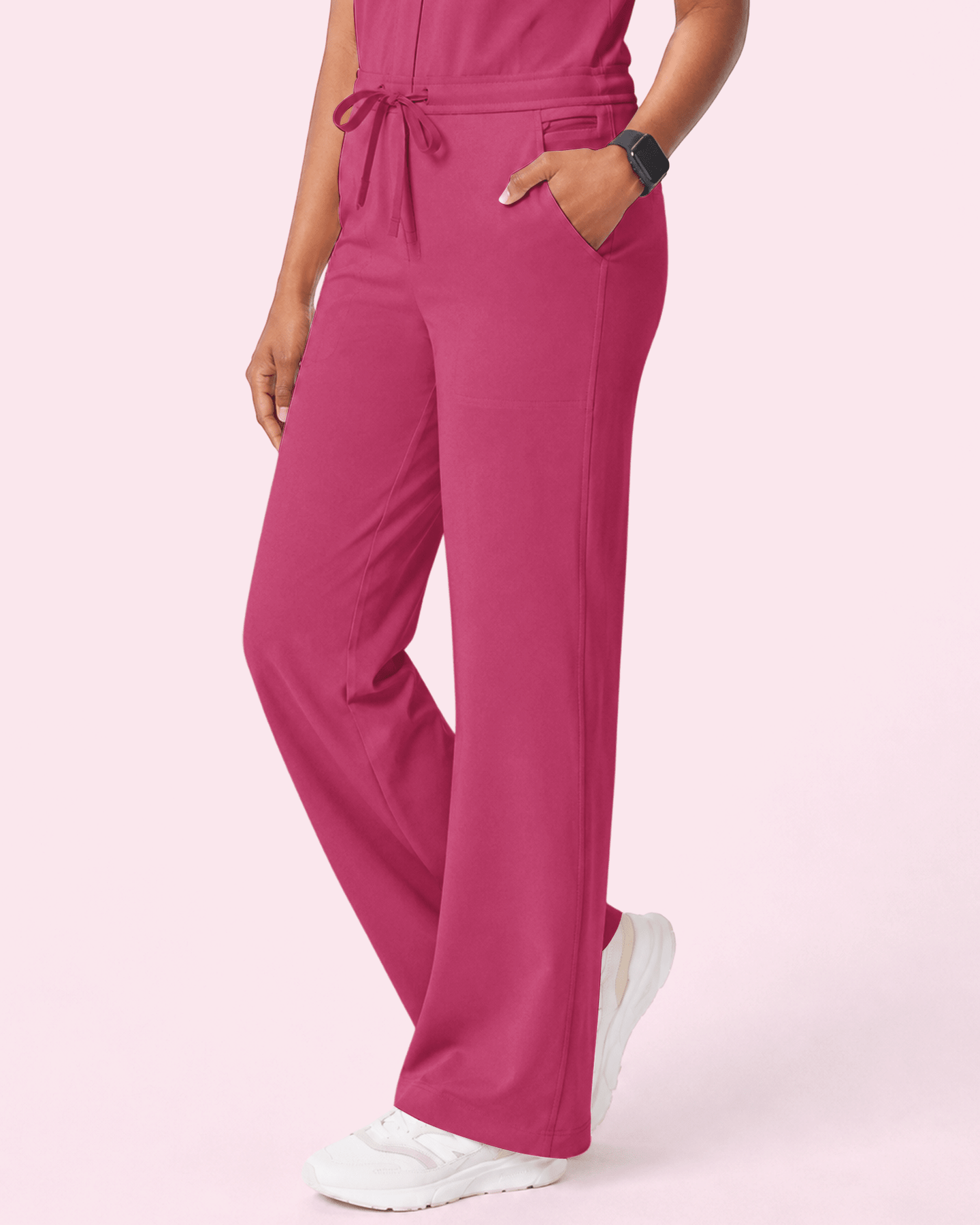 Women's Wide Leg Jumpsuit Wild Berry - Scrubloop