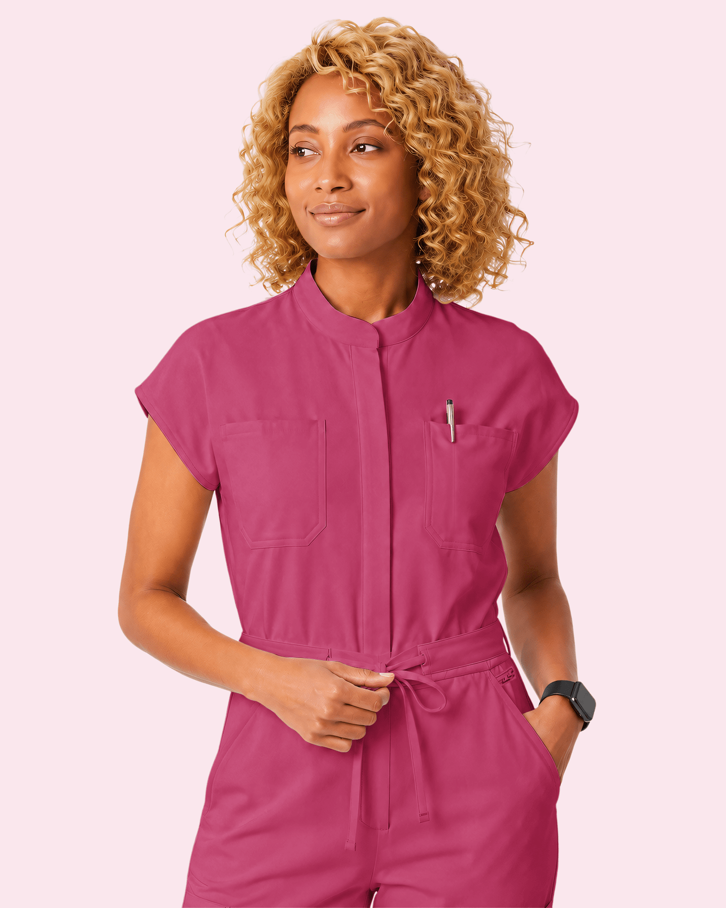Women's Wide Leg Jumpsuit Wild Berry - Scrubloop