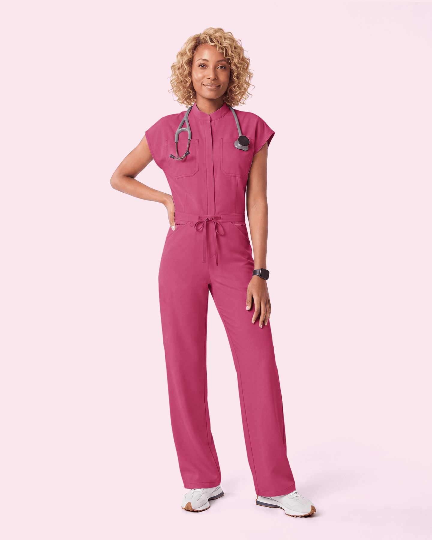 Women's Wide Leg Jumpsuit Wild Berry - Scrubloop