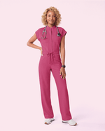 Women's Wide Leg Jumpsuit Wild Berry - Scrubloop