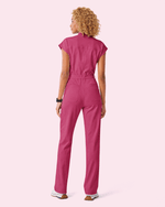 Women's Wide Leg Jumpsuit Wild Berry - Scrubloop
